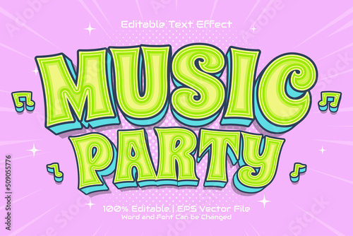 Editable text effect - Music Party 3D Flat cartoon style