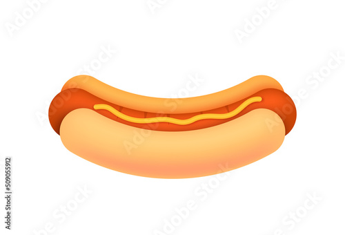 American banner. Vintage flat advertising with hot dog sign for banner design. Flat vector illustration character