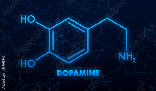 Abstract icon with dopamine formula. Dopamine formula