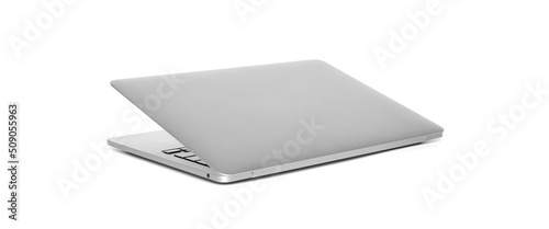 Foto Back view of laptop half closed