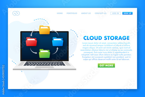 Flat icon with file exchange. Flat digital vector illustration. Cloud storage icon. Data storage