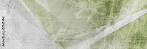 Green and grey grunge stripes abstract banner design. Geometric tech background. Vector illustration