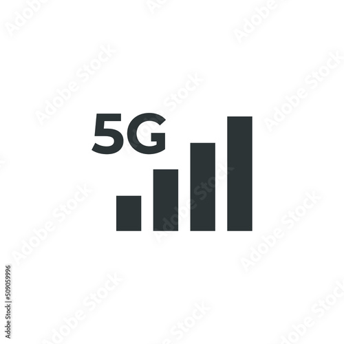 Vector sign of the 5G signal strength mobile phone symbol is isolated on a white background. 5G signal strength mobile phone icon color editable.