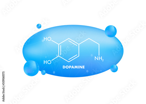 Abstract icon with dopamine formula. Dopamine formula