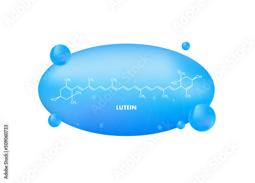 Lutein formula. Lutein yellow-orange plant pigment molecule.