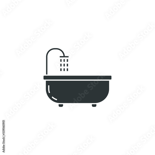 Vector sign of the bathtub symbol is isolated on a white background. bathtub icon color editable.
