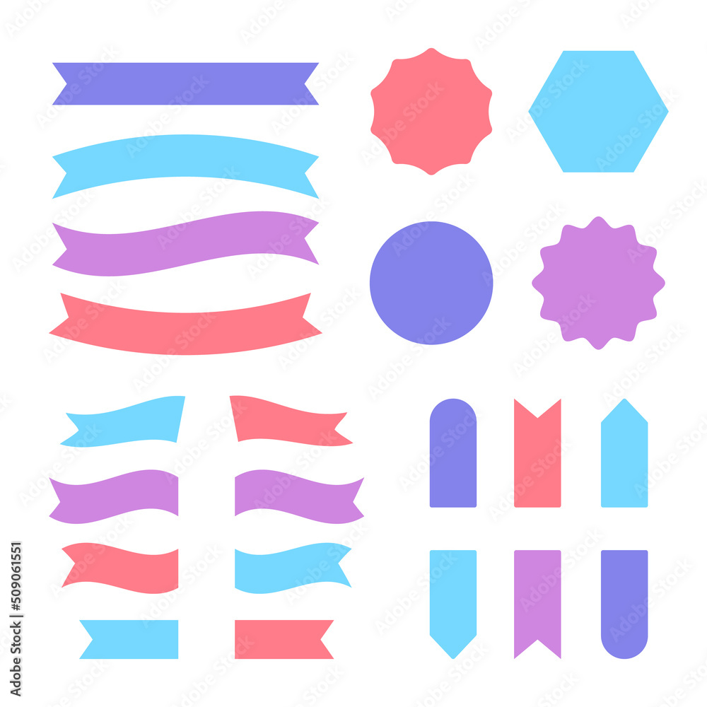 Ribbons and badges set. Modern vector ribbons, labels and badges collection isolated on white background Ribbons and badges set. Modern vector ribbons, labels and badges collection isolated on white background