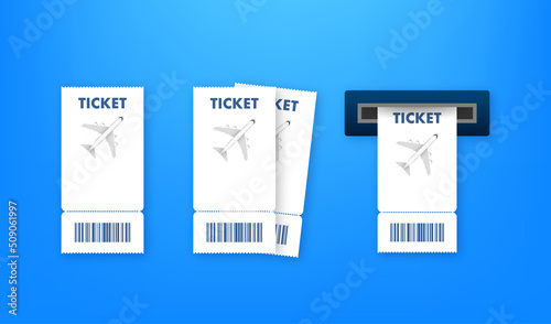 Airline tickets or boarding pass inside of special service envelope. Vector stock illustration