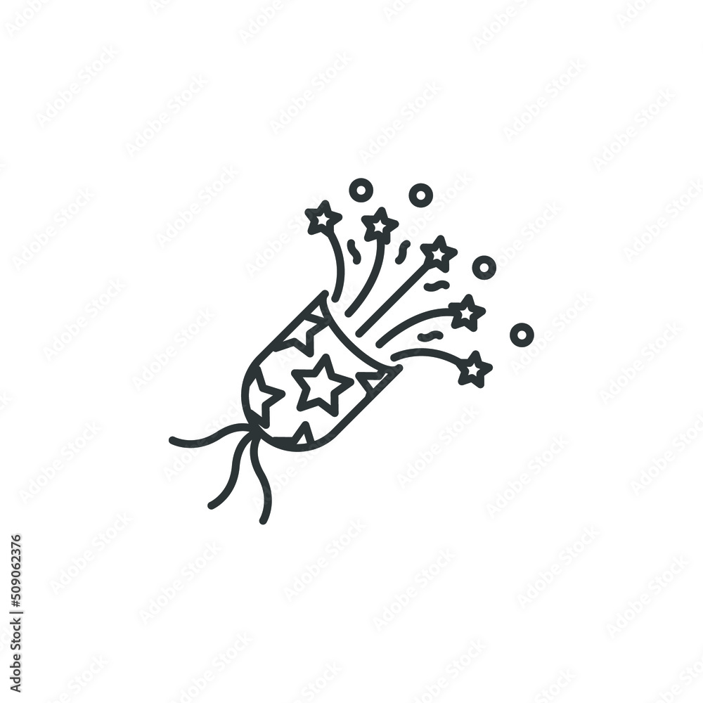 Vector sign of the Confetti popper symbol is isolated on a white background. Confetti popper icon color editable. Vector sign of the Confetti popper symbol is isolated on a white background. Confetti popper icon color editable.