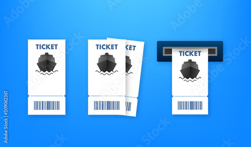 Banner with blue ticket ship. Vector background. Vector design