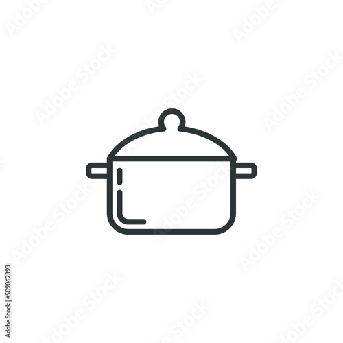Vector sign of the Cooking pan symbol is isolated on a white background. Cooking pan icon color editable.