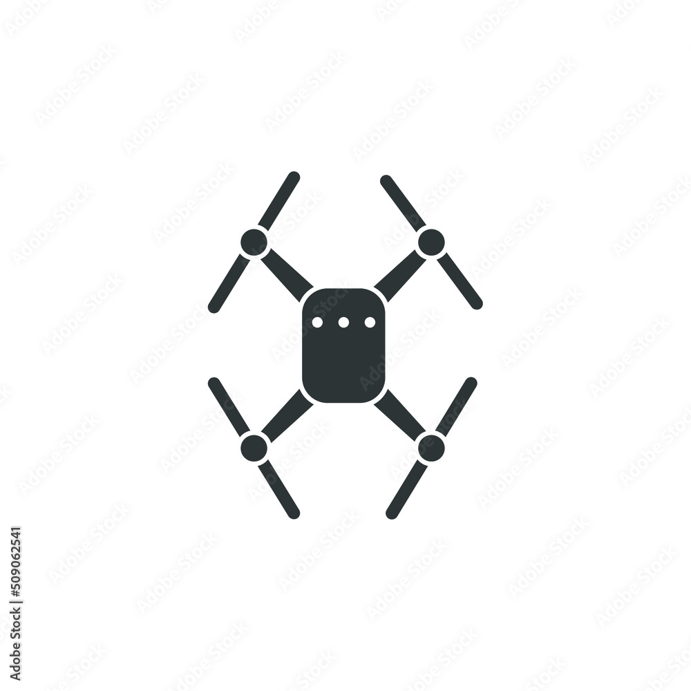 Vector sign of the Drone symbol is isolated on a white background. Drone icon color editable.