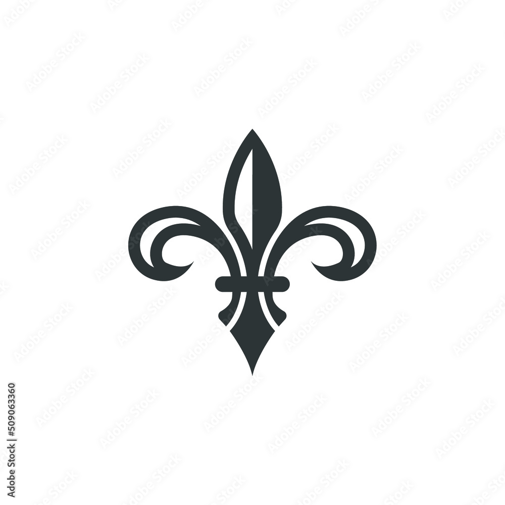 Vector sign of the fleur de lis heraldic symbol is isolated on a white background. fleur de lis heraldic icon color editable. - obrazy, fototapety, plakaty 
