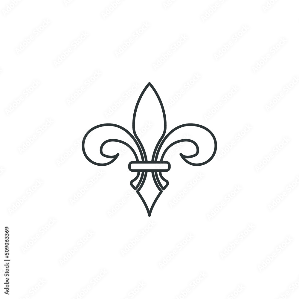 Vector sign of the fleur de lis heraldic symbol is isolated on a white background. fleur de lis heraldic icon color editable. - obrazy, fototapety, plakaty 