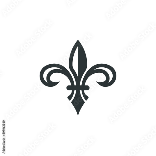 Vector sign of the fleur de lis heraldic symbol is isolated on a white background. fleur de lis heraldic icon color editable.
