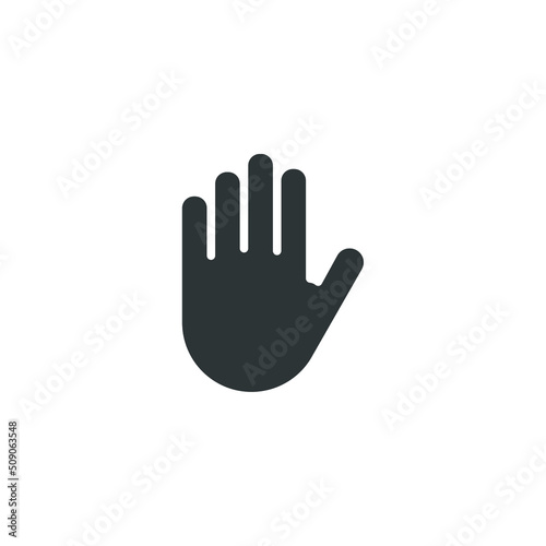 Vector sign of the Hand blocking symbol is isolated on a white background. Hand blocking icon color editable.