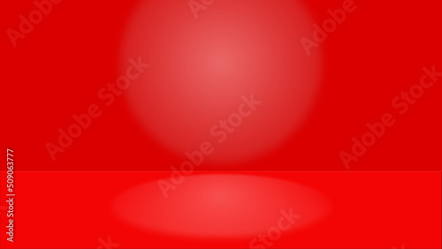 Red empty Room space with Spot Light. elegant empty room with white spot light on floor. 3D rendering