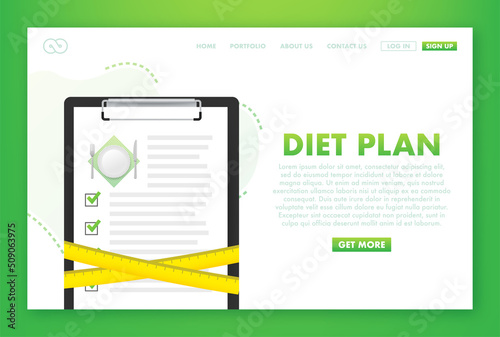 Diet plan on white background. Health lifestyle, fitness. Top view