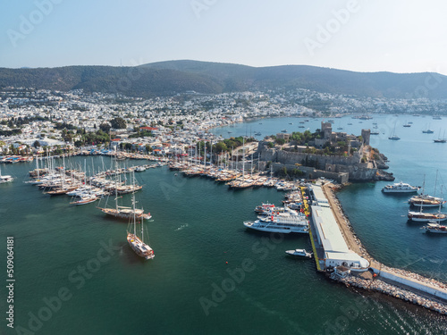 Awesome aerial view of Bodrum Marina and Bodrum Castle, Turkey © efired