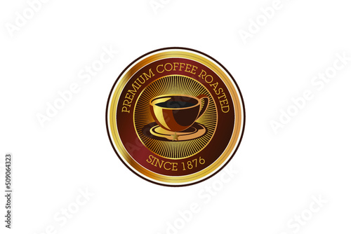 Coffe shop logo badge template Vector coffee cup silhouette