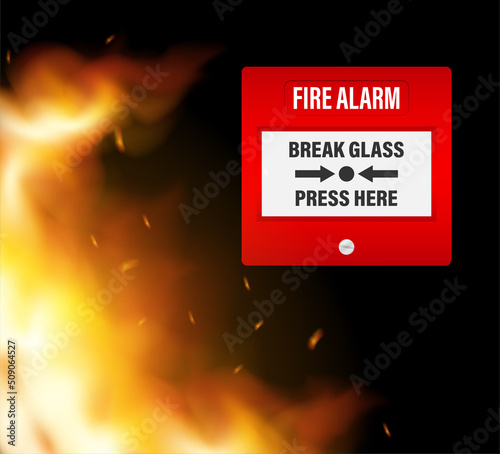 Fire alarm system. Fire equipment. Vector stock illustration