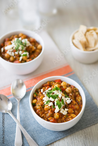 Mediterranean Chickpea and Lentil Chili Curry