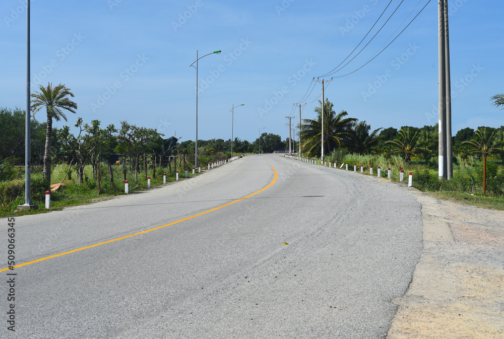 Empty road in Vietnamese rural  area