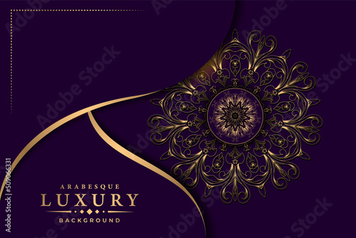 luxury ornamental mandala background design in golden colour | ornament elegant invitation wedding card with backdrop cover banner vector illustration 