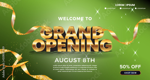 Poster design. Grand opening shop, colorful display illustration