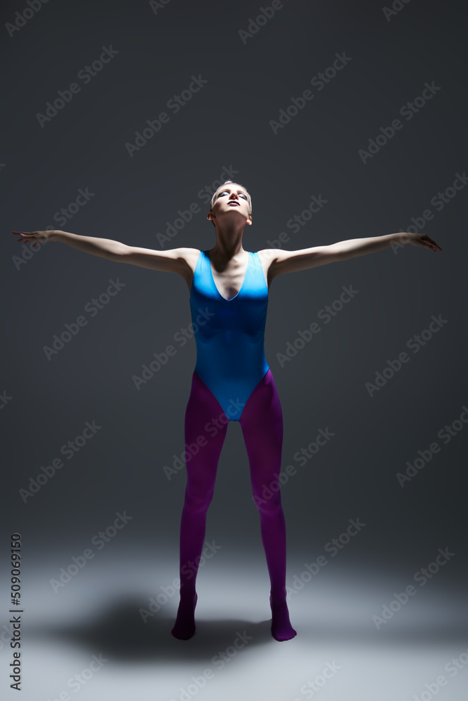 slender girl in bodysuit