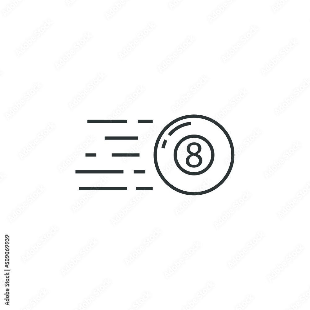 Vector sign of the Pool Eight Ball symbol is isolated on a white ...