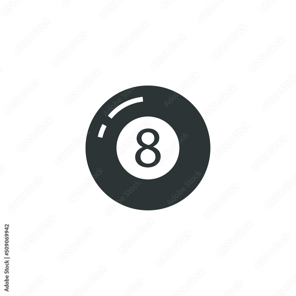 Vector sign of the Pool Eight Ball symbol is isolated on a white background. Pool Eight Ball icon color editable. Vector sign of the Pool Eight Ball symbol is isolated on a white background. Pool Eight Ball icon color editable.