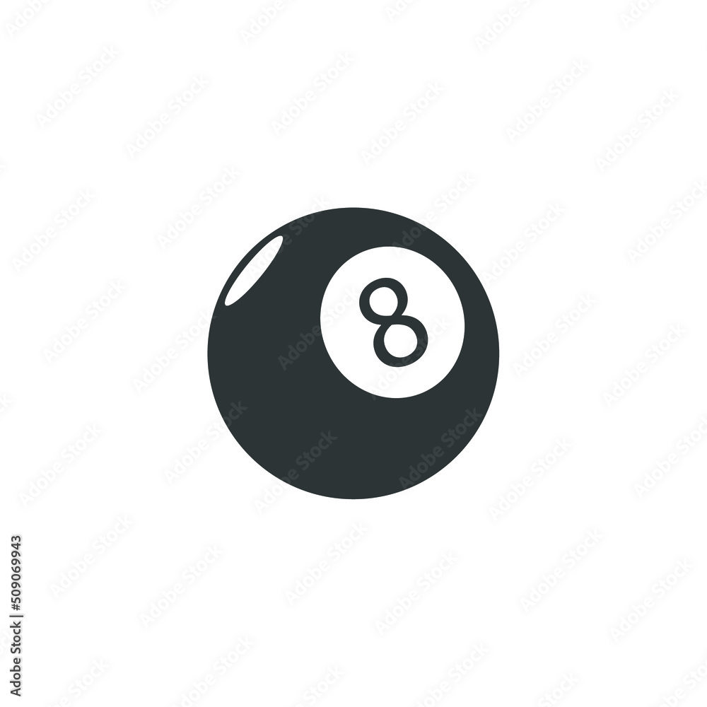 Vector sign of the Pool Eight Ball symbol is isolated on a white background. Pool Eight Ball icon color editable. Vector sign of the Pool Eight Ball symbol is isolated on a white background. Pool Eight Ball icon color editable.
