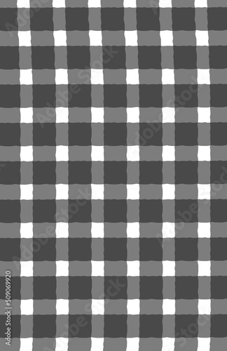 Black and white checkered fabric background.