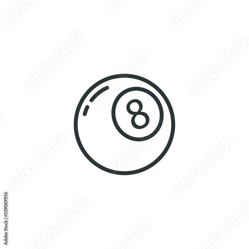 Vector sign of the Pool Eight Ball symbol is isolated on a white background. Pool Eight Ball icon color editable.