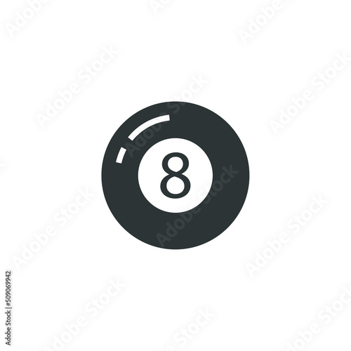 Vector sign of the Pool Eight Ball symbol is isolated on a white background. Pool Eight Ball icon color editable.
