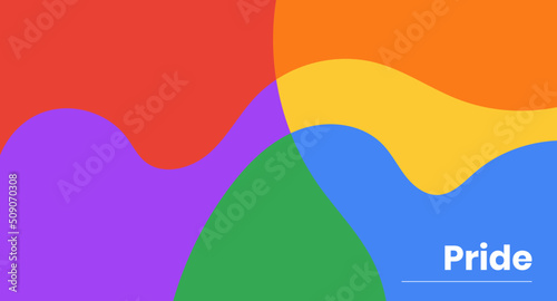 Simple fluid colorful rainbow happy LGBT pride month background template. Website landing page banner design. 