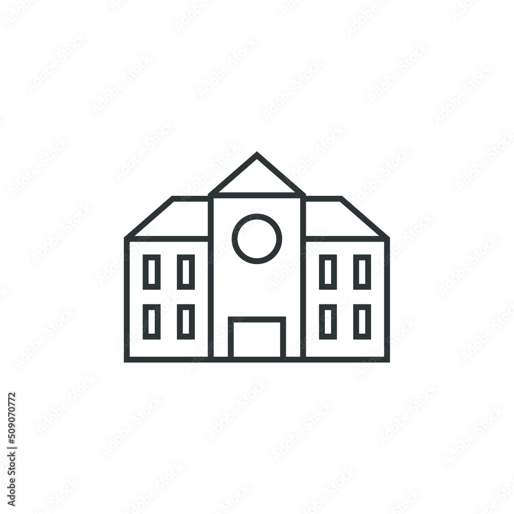 Vector sign of the School Building symbol is isolated on a white background. School Building icon color editable. Vector sign of the School Building symbol is isolated on a white background. School Building icon color editable.