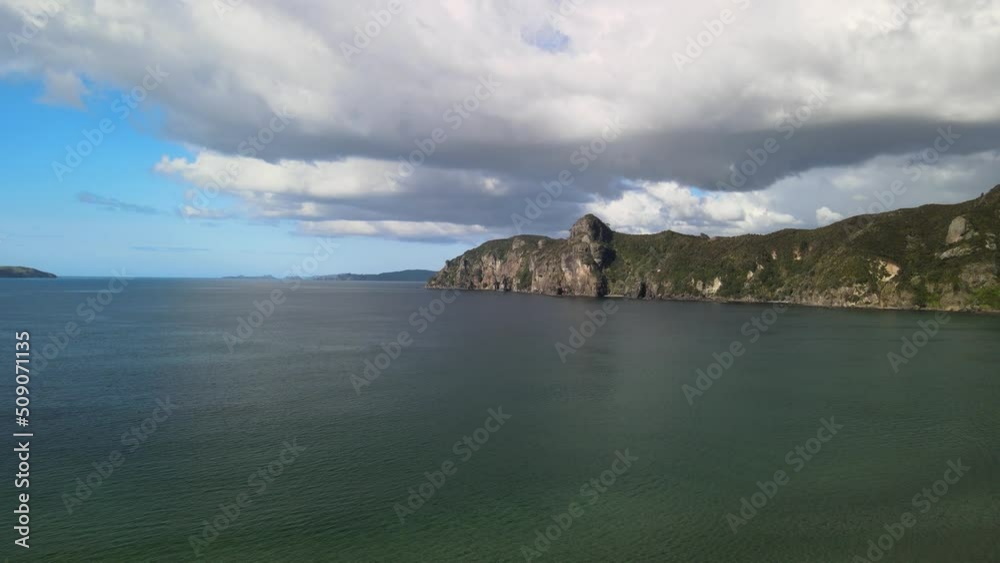 Aerial video of Taupo Bay at sunset with moody backgrounds Aerial video of Taupo Bay at sunset with moody backgrounds