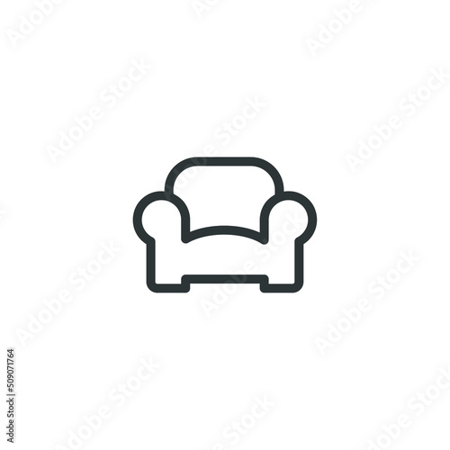 Vector sign of the sofa furniture symbol is isolated on a white background. sofa furniture icon color editable.