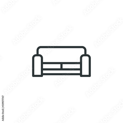 Vector sign of the sofa furniture symbol is isolated on a white background. sofa furniture icon color editable.