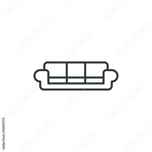 Vector sign of the sofa furniture symbol is isolated on a white background. sofa furniture icon color editable.