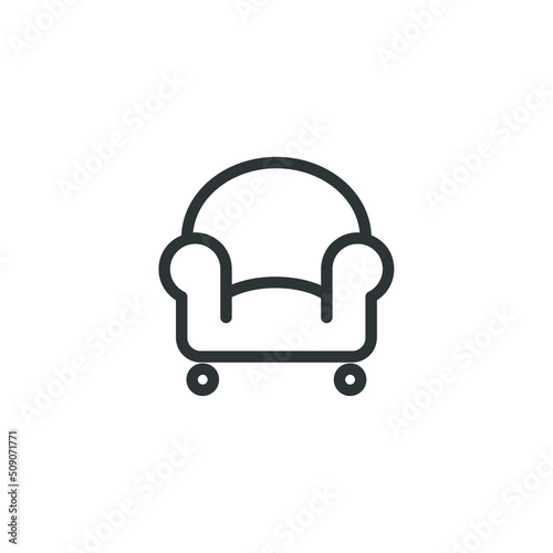 Vector sign of the sofa furniture symbol is isolated on a white background. sofa furniture icon color editable.