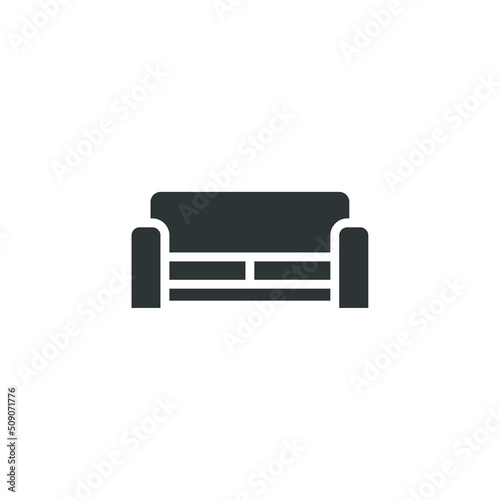 Vector sign of the sofa furniture symbol is isolated on a white background. sofa furniture icon color editable.