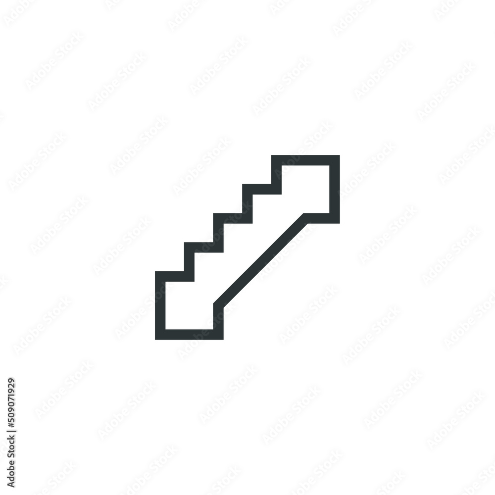 Vector sign of the stairs symbol is isolated on a white background. stairs icon color editable. Vector sign of the stairs symbol is isolated on a white background. stairs icon color editable.