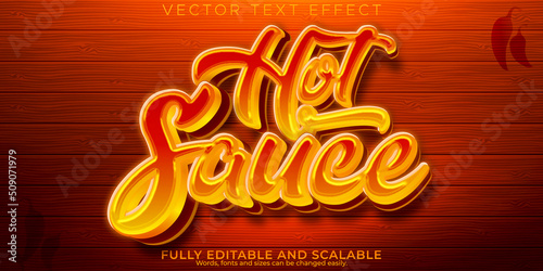 Fotobehang Hot sauce pepper text effect, editable mexican food fire text style