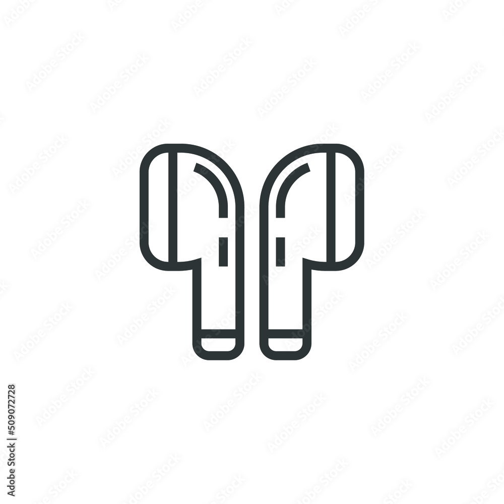 Vector sign of the wireless earphone symbol is isolated on a white background. wireless earphone icon color editable. Vector sign of the wireless earphone symbol is isolated on a white background. wireless earphone icon color editable.