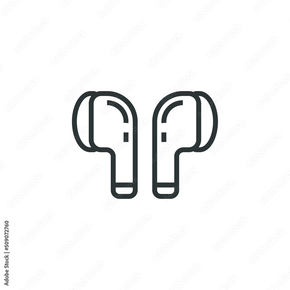 Vector sign of the wireless earphone symbol is isolated on a white background. wireless earphone icon color editable. Vector sign of the wireless earphone symbol is isolated on a white background. wireless earphone icon color editable.