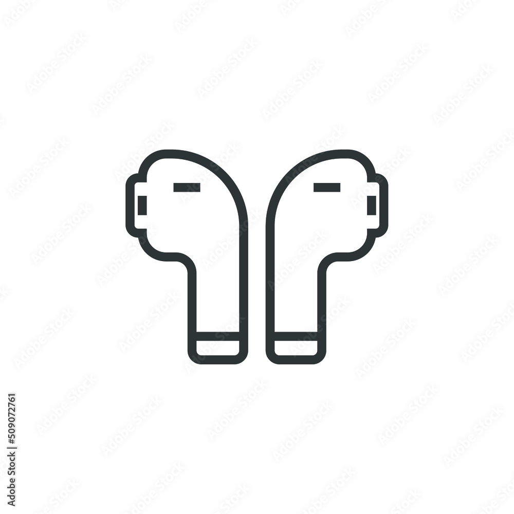 Vector sign of the wireless earphone symbol is isolated on a white background. wireless earphone icon color editable. Vector sign of the wireless earphone symbol is isolated on a white background. wireless earphone icon color editable.