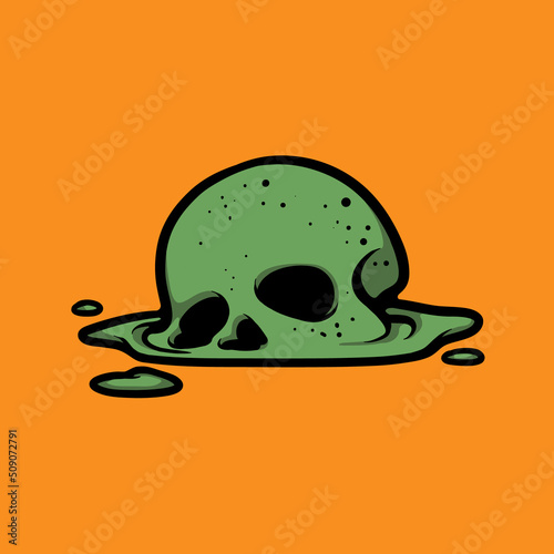 Melt skull cartoon vector illustration